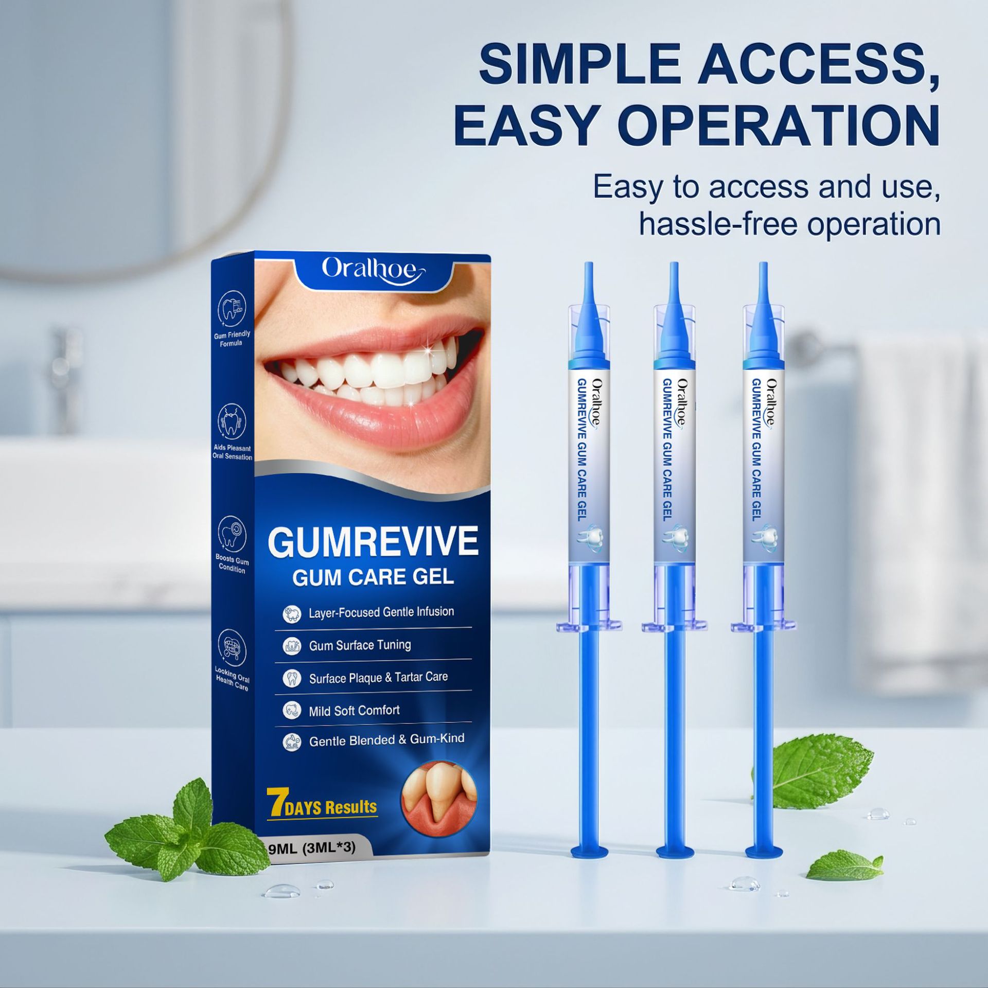 Teeth Whitening Hydrogen Peroxide - Oral Care Gel 3Pcs Gum Cleaning